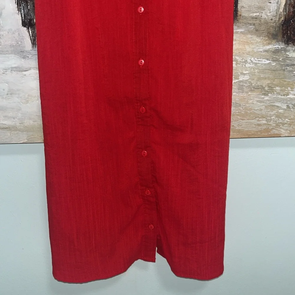 Lira Ash Dress Ruffle Sleeveless Red Flowey Midi Dress sz S EUC